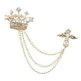thumbnail image 5 of Men's Crown Brooch Hanging Chains Lapel Pin Jewelry For Shirts Tie Business Suit Aureate, 5 of 8