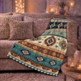thumbnail image 6 of Southwestern Diamond Stripes in Teal and Tan, Rustic Geometric Pattern for Southwestern Style Fans, Housewarming Gift, Cozy Flannel Blanket for Ranch House and Living Room, Rustic Home Decor, 6 of 9