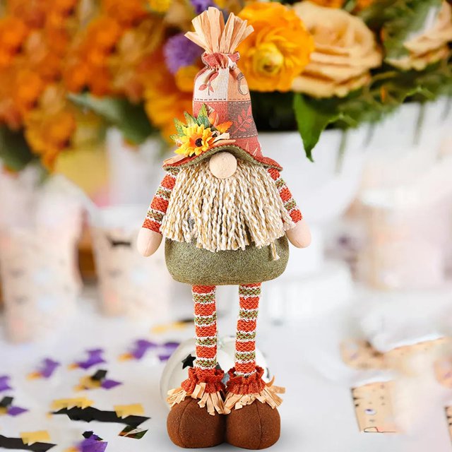 Home Decoration Extendable Legs Standing Thanksgiving Day Gnomes Plush Gift Fall Decorations For Home Autumn Gnomes Plush With Pumpkin Handmade Gnome For Fall Festival Thanksgiving Decor