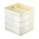 thumbnail image 2 of Organizador de escritorio giratorio con cajones - Caja de almacenamiento transparente de 3 compartimentos con portabolígrafos, blanco/amarillo/rosa, 6x6x5,7 pulgadas, 2 of 7