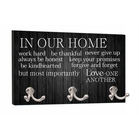 Mountable Hanger - In Our Home..Love One Another - Black Wood Print - 8