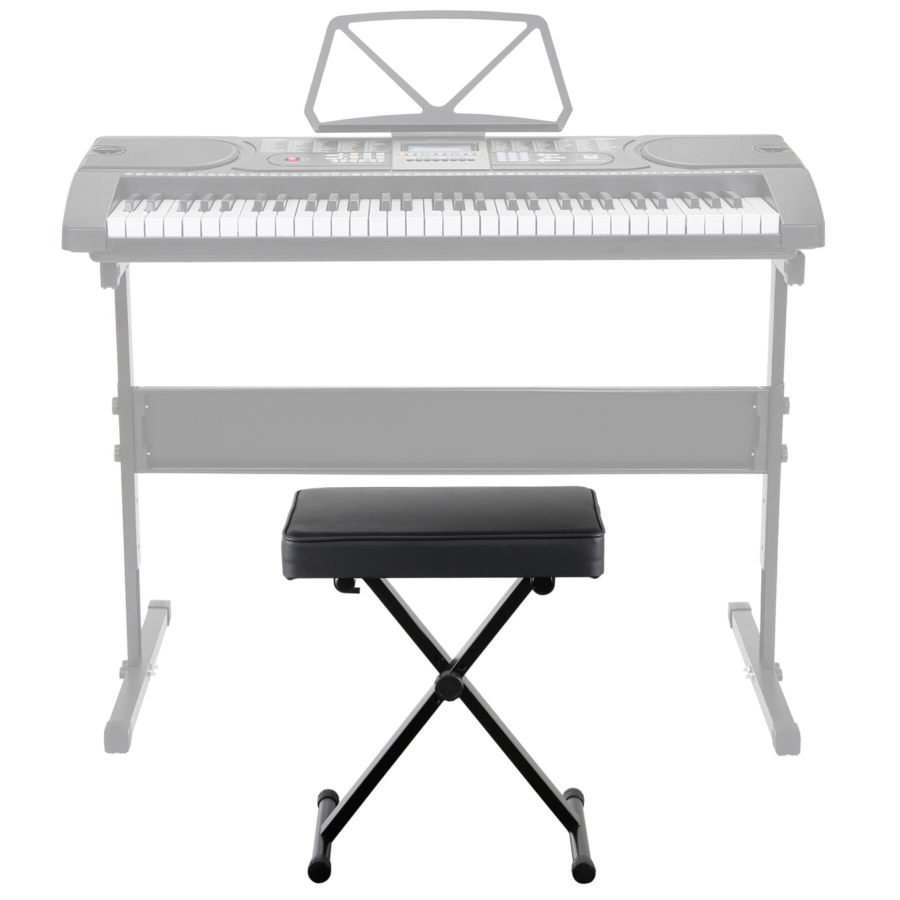 HomGarden Adjustable Piano Bench Collapsible X-Style Keyboard Stool Padded Seat, Black