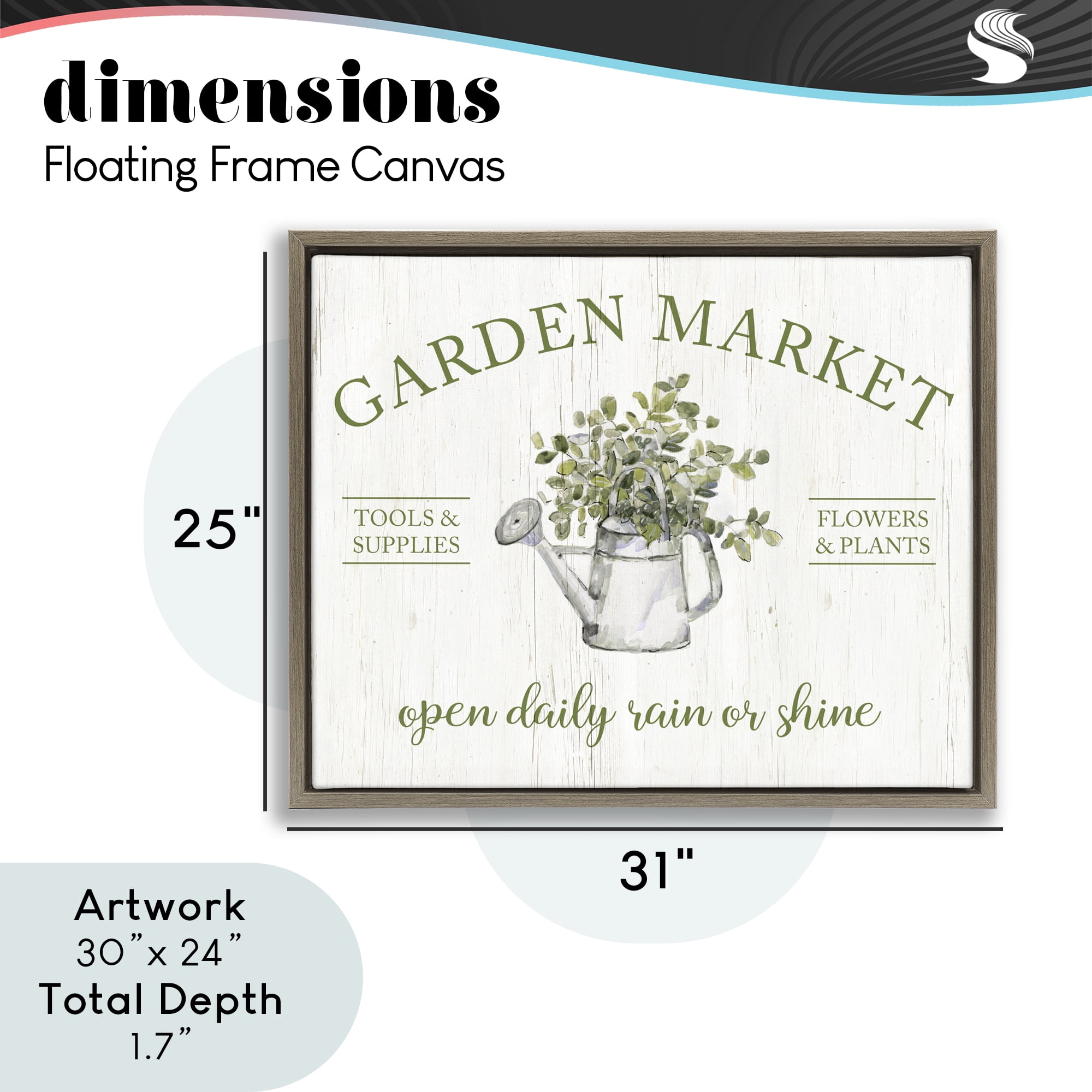 Stupell Industries Open Daily Garden Market Brown Framed Floater Canvas Wall Art, design by Sally Swatland