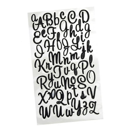 Letter Sticker Box - Glitter Cursive Alphabet Letter Stickers, 1-Inch, 50-count, Black