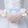 thumbnail image 4 of Xinwanna Lace Short Gloves for Little Girls 4-8 Years Tea Party Wedding Flower Girl Gloves with Bow Kids Princess Dressing Gloves for First Communion Wedding Prom (White,One Size), 4 of 13