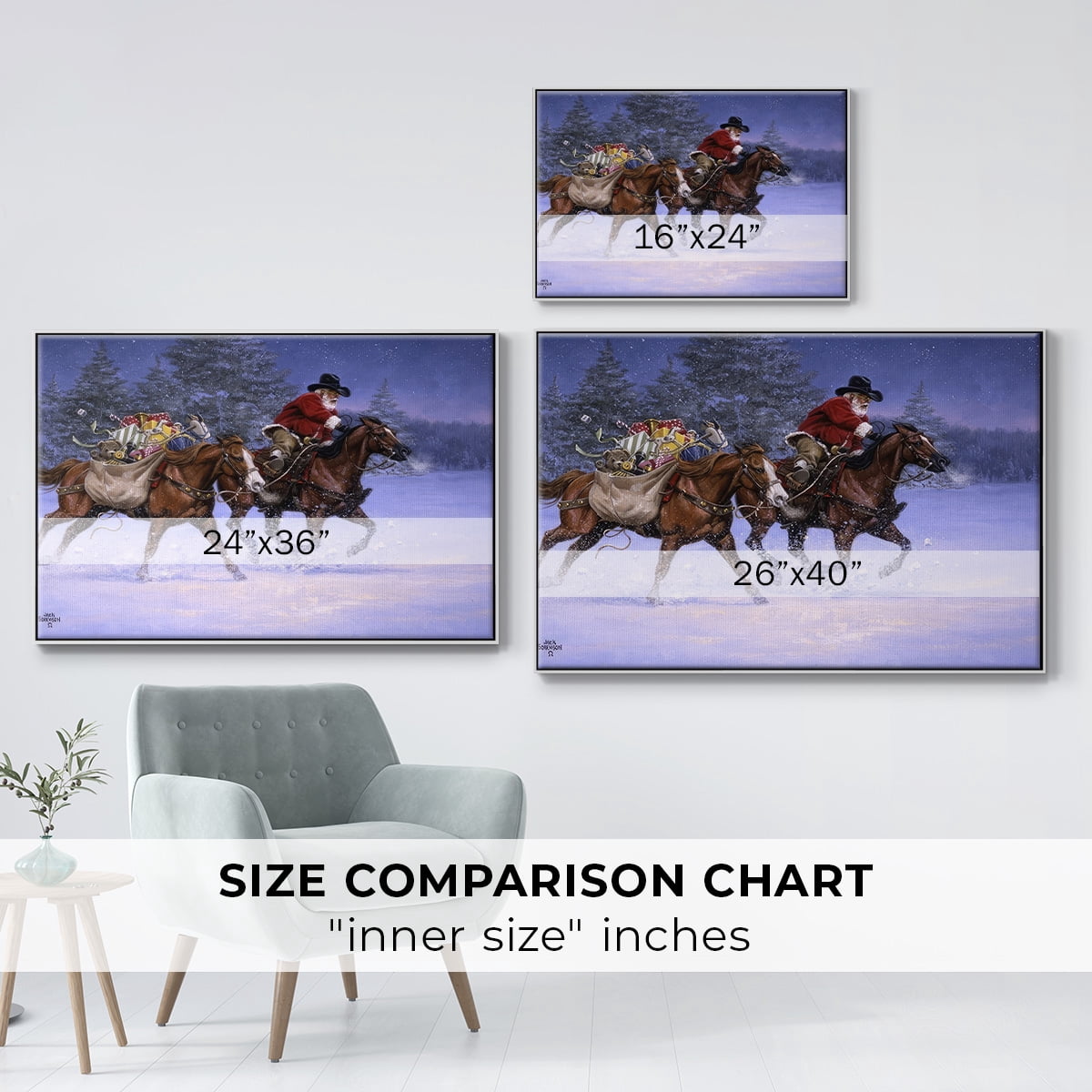 Christmas Rush - Framed Gallery Wrapped Holiday Canvas - 25 x 37 - White Frame