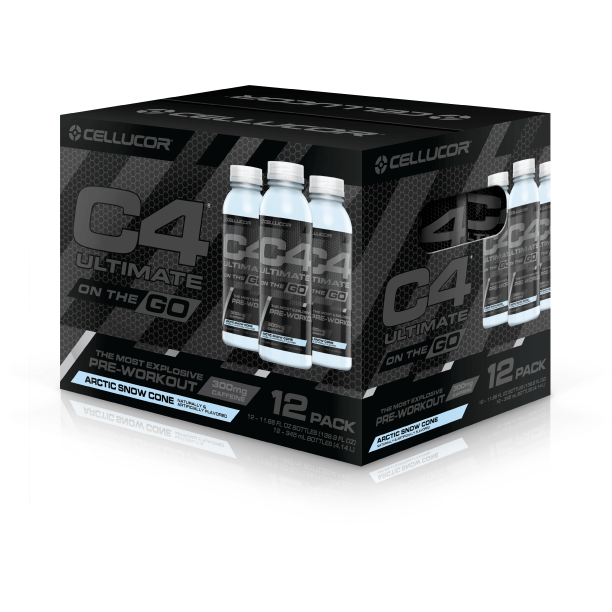 Cellucor C4 Ultimate On The Go Pre Workout Energy Drink, Arctic Snow Cone, 11.66 Fl Oz, 12 Ct