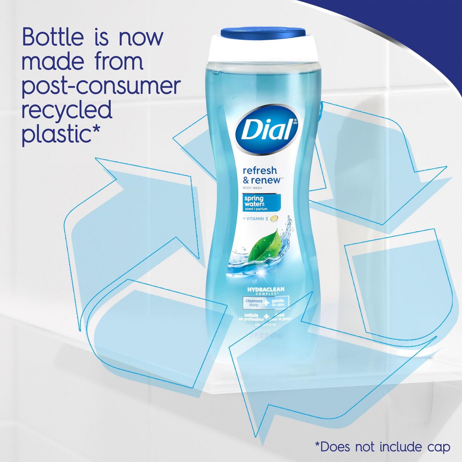 Dial Spring Water Refreshing Body Wash, 473ml, Dermatologist Tested, Free from Silicones, Parabens, Phthalates, SLS, Pack of 1, 1 bottle, 473ml