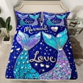 thumbnail image 2 of Erosebridal Mermaid Princess Bed Sheets Set Twin Size, Bling Fish Tail Bed Sheets Twin, Marine Twin Sheet Sets, Microfiber Bedroom Decorative, 3pcs, 2 of 7