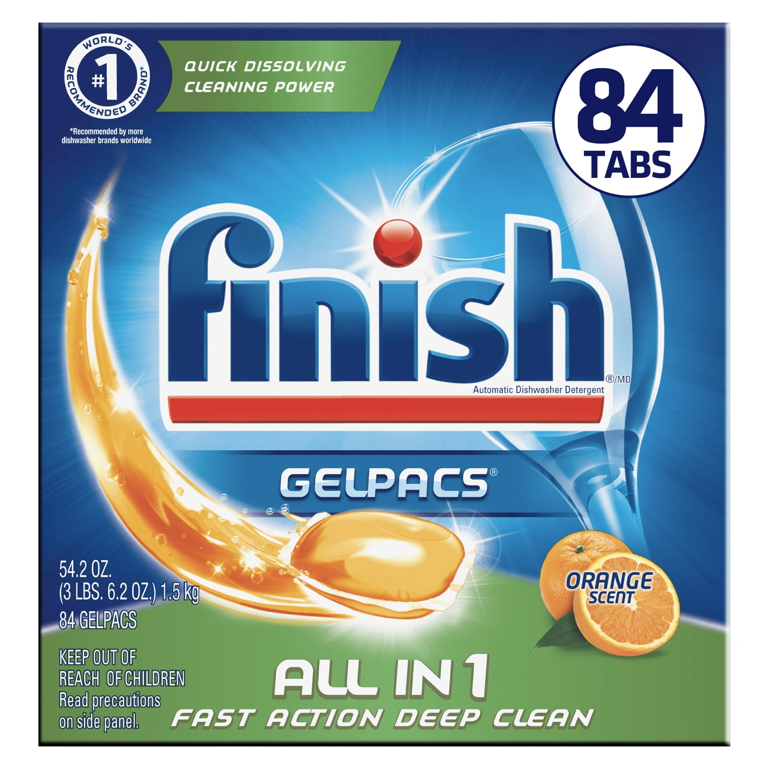 Finish Gelpacs, 84ct, Orange, Dishwasher Detergent
