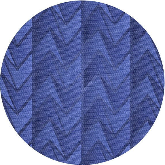 Ahgly Company Indoor Round Patterned Blue Ribbon Blue Area Rugs, 7' Round