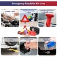thumbnail image 3 of Roadside Assistance Emergency Car Kit - First Aid Kit, Jumper Cables, Tow Strap, led Flash Light, Rain Coat, Tire Pressure Gauge, Safety Vest and More Ideal Winter Accessory for Your Car (Black), 3 of 8