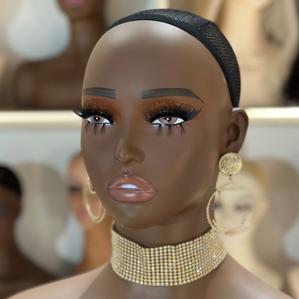 Miiottaa Realistic Female Mannequin Head With Shoulders For Wig Hat Jewelry Display Natural Makeup And Adjustable Net Caps