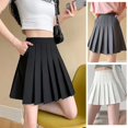 thumbnail image 2 of Vestido mini de cintura alta con bolsillos para mujer, falda adelgazante de talla grande, cintura elástica negra pequeña, estilo informal de verano, 2 of 4