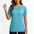 thumbnail image 4 of Oiangi Womens Swim Shirts with Side Drawstring Sun Protection Short Sleeve Rash Guard Crew Neck Quick Dry Beach Surf Workout Tops Blue L, 4 of 9