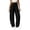 Black, variant on Women's High Waist Front Pleated Linen Blend Straight Pants with Side Pockets Solid Sage Green Loose Summer Casual Long Trousers