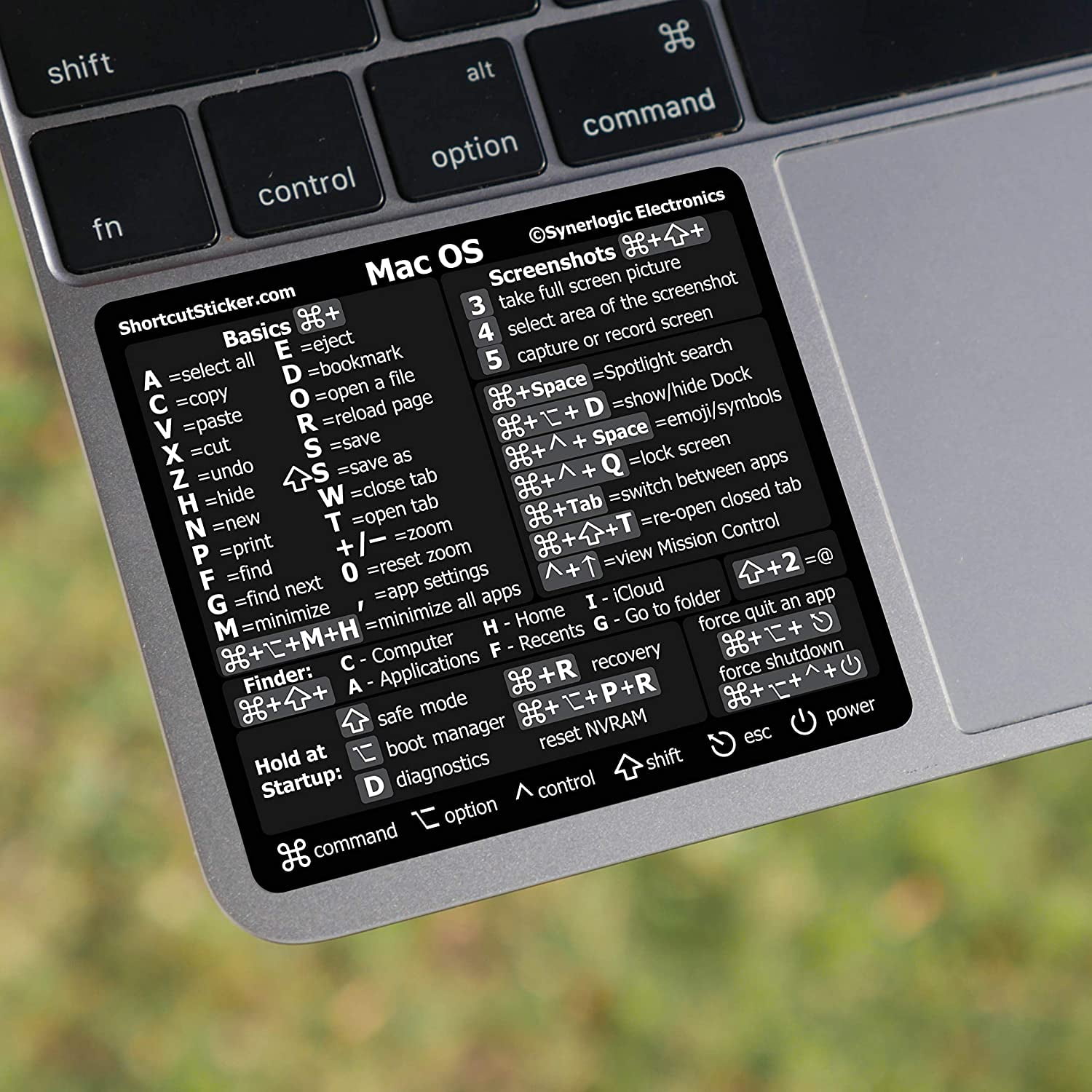 1 feuille Autocollant de raccourci clavier compatible avec MacBook
