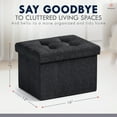 thumbnail image 2 of Ornavo Home 1 Pack Small Storage Ottoman Foldable Collapsible Rectangle Linen Ottoman Foot Rest Stool Seat, for Living Room, Bedroom, Home Office, Dorm - 12 x 16 x 12, Linen Black, 2 of 7