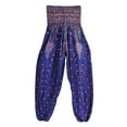 thumbnail image 4 of VONKY Pantalon Harem en Polyester Taille Smockée Coloré Été Mode Décontractée Femme violet Bleuté, 4 of 6