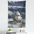 thumbnail image 1 of Grey Tapestry, Cloudy Sky Caribbean Pirates Ship Oil Print Like Art Image, Fabric Wall Hanging Decor for Bedroom Living Room Dorm, 5 Sizes, Blue Grey Pale Grey, by Ambesonne, 1 of 1