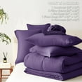 thumbnail image 4 of Queen Comforter Set - 7 Pieces Bed in a Bag Queen, Complete Bedding Sets Bed Set for All Season with Comforter, Flat Sheets, Fitted Sheet, Pillowcases & Shams Purple, 4 of 12