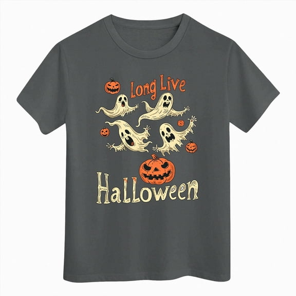 Zshosam Toddler Scary Shirt Kids Halloween Shirt Girls Boys Halloween Pumpkin Shirt Cute Ghost Tshirts Fall Pumpkin T-Shirt Spooky Season Tee Size 2T 3T,(Grey 2-3 Years)
