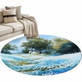 thumbnail image 6 of Blue Green Spring Round Rug 3ft Washable Circle Entryway Rugs Non Slip Watercolor Flower Trees Nature Landscape Area Rug Indoor Floor Carpet for Bedroom Kitchen Living Room Home Office Dining Room, 6 of 8