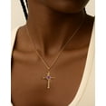 thumbnail image 5 of Molenia Birthstone Cross Necklace for Women, 14K Gold Plated Rose Flower Pendant, 925 Silver Faith Christian Religious Jewelry Baptism Gifts Christmas Birthday Present for Her Wife Girlfriend Mom, 5 of 7