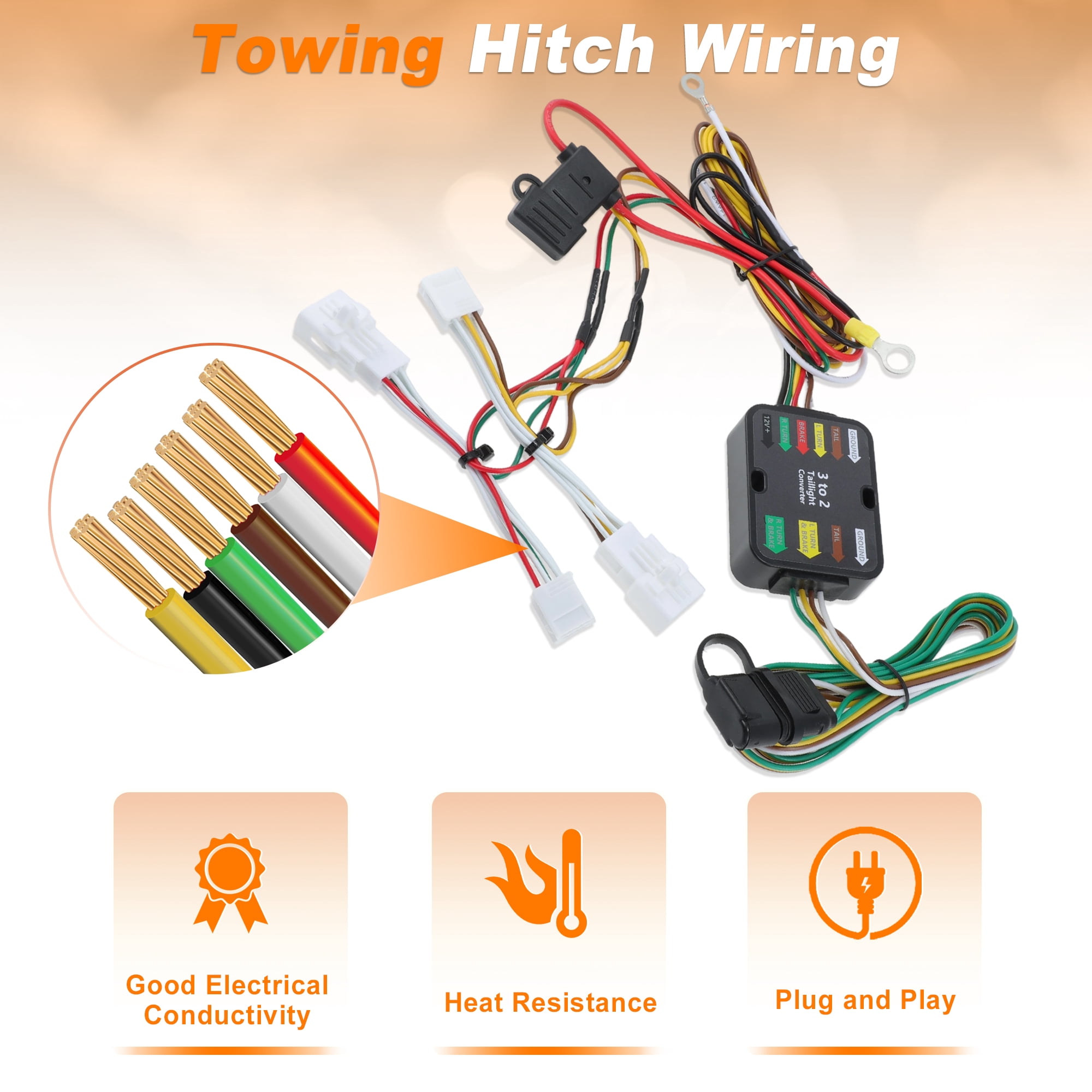 Unique Bargains 4-Way Flat Trailer Wiring Harness for TOYOTA Prius 2004-2015