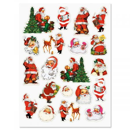 CURRENT Retro Santa Stickers - 40 Stickers, Two 8-1/2