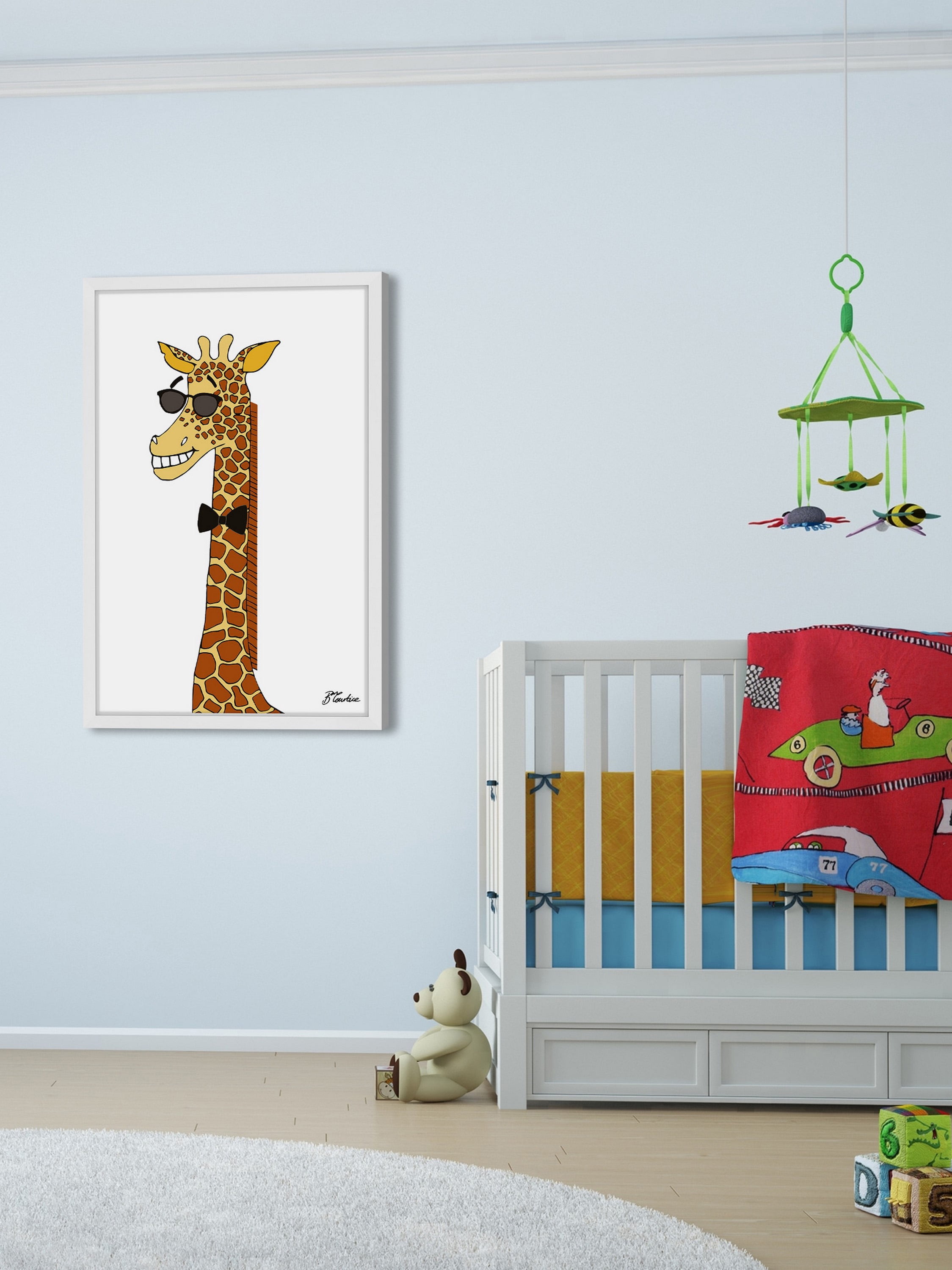 "Giraffe Hippy Head" Framed Painting Print