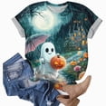 thumbnail image 4 of TOWED22 Halloween Costumes for Women Funny Pumpkin Printed Cute T Shirts Ghost Graphic Tops Fall Tee Fashion Gift(Green,3XL), 4 of 6