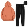 thumbnail image 2 of VBTAPA Women Hoodies Tracksuit Long Sleeve Sweatshirts Color Block Casual Jogger Sets 2 Piece Casual Sports Outfits Orange S, 2 of 7