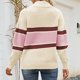 thumbnail image 3 of Gibobby Sueter para mujer invierno punto Suéter de punto con cuello para mujer, suéter de yardas grandes, suéter de punto con bloqueo de Color a rayas de moda(B,G), 3 of 5