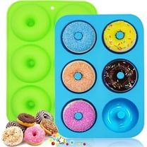LQQBOX Silicone Donut Mold - Non-Stick Silicone Doughnut Pan Set, Just Pop Out! Heat Resistant, Make Perfect Donut Cake Biscuit Bagels, BPA FREE and Dishwasher Safe, Set of 2
