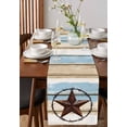 thumbnail image 4 of ERUNPONLY Ombre Wooden Grain Table Runner - 108 Inch Long Western Country Texas Star Retro Cotton and Linen Blended Dress Scarves Farmhouse Table Runner for Kitchen Dining, Coffee Table, 13"x108", 4 of 8