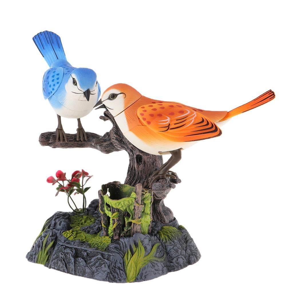 Sound Activated Singing Chirping Bird Pet on Branch Dancing Moving Kids Toys 