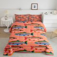 thumbnail image 2 of Manfei Whimsical Trout Full Size Comforter Sets, Cartoon Sea Animal Bedding Comforter Set, Orange Pink, Pink Reversible, 3pcs, 1 Comforter and 2 Pillowcases, 2 of 7