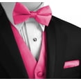 thumbnail image 4 of Men's Formal Tuxedo Vest, Bow-Tie & Hankie Set for Prom, Homecoming, Wedding, Cruise in Fuchsia - S, 4 of 4