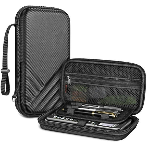 Fintie Graphing Calculator Carrying Case for Texas Instruments TI-Nspire CX II CAS/Tl-Nspire-CX-ll, TI-84 Plus CE/TI-84 Plus Color Graphing Calculators - with Mesh Pockets, Pen Slots, Black