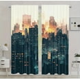 thumbnail image 2 of Gilded Deconstructivist City Silhouette Curtains – Blackout Drapes for Luxury Urban Living Room & Office,A, 2 of 10