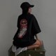 thumbnail image 2 of Camisetas estampadas divertidas de gran tamaño para mujer, ropa de calle informal con cuello redondo, Top negro de manga corta, ropa básica larga y Chic de verano, 2 of 5