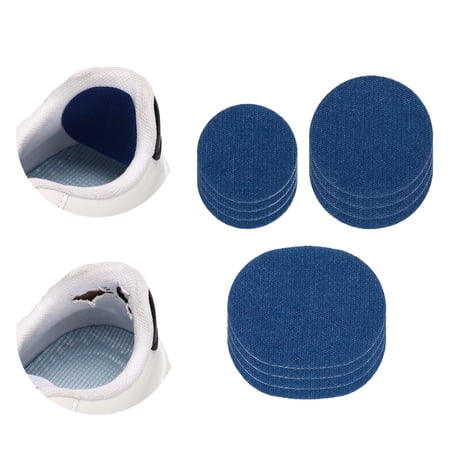 Uxcell 12 Pcs Shoe Heel Repair Patch Oval Self-Adhesive Sneaker Inside Patches Heel Inserts Protectors Repair Pad for Men Women Sneaker Flats Toe Shoes Boots Hole Blue
