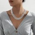 thumbnail image 1 of Collar de cadena vacía gruesa punk hip-hop, plata 44cm, gargantilla de eslabones anchos estrangulados, joyería personalizada para mujer JM, 1 of 5