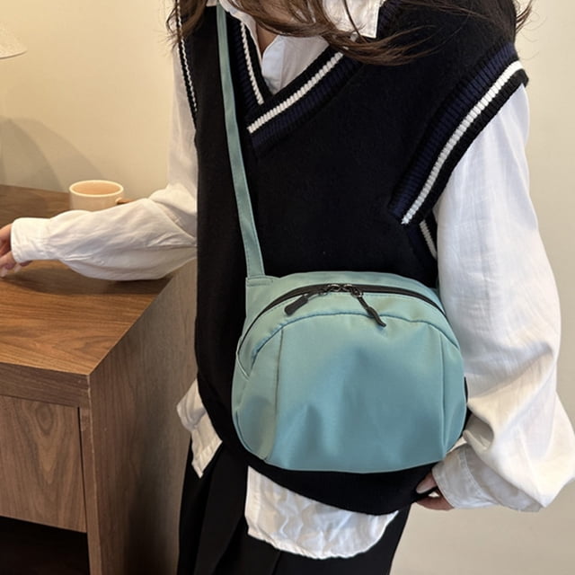 Bolso de Hombro de Nailon para Mujer, Diseño Casual Ligero de Cáscara, 22x18x8cm, Bandolera Versátil para Teléfono Móvil, Billetera, Llaves, Negro/Blanco/Verde/Caqui