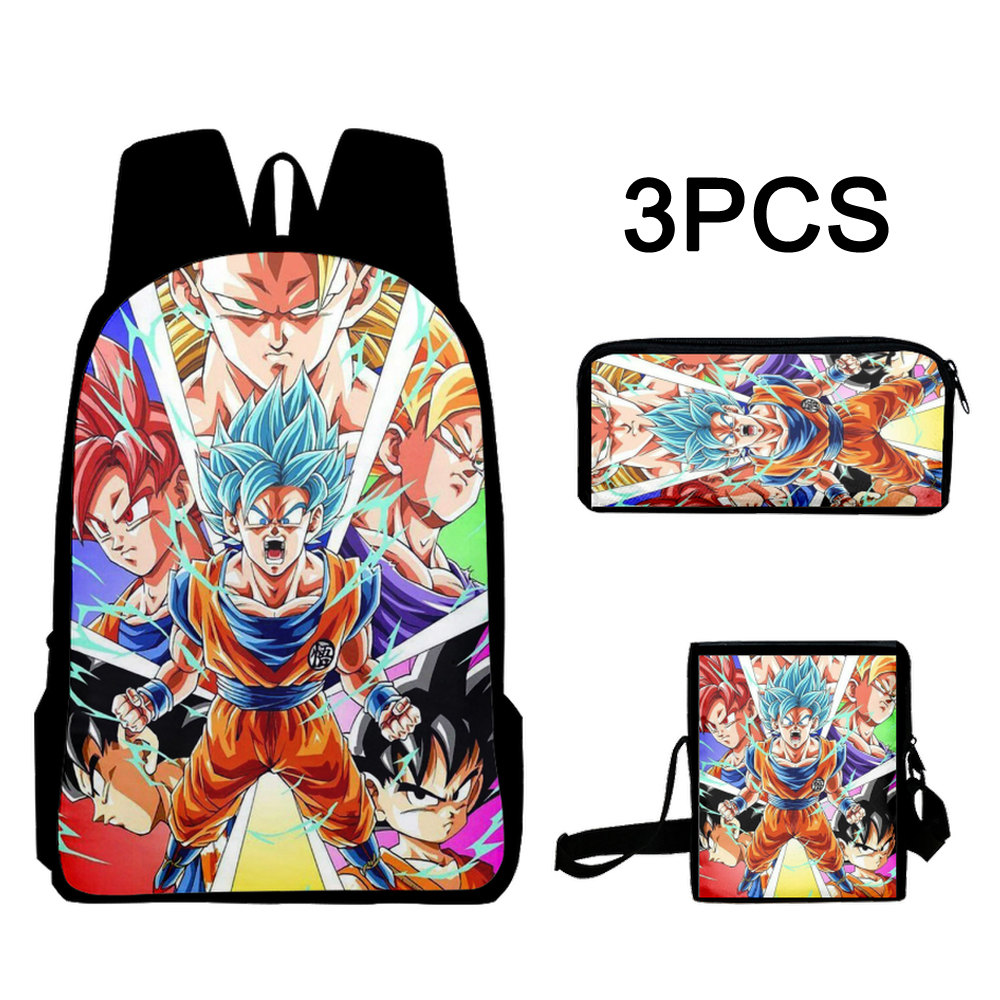 3pcs/Set Dragon Ball Son Goku School Bag Anime Backpack with