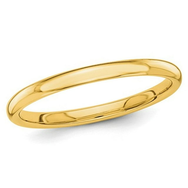 Ladies 14K Yellow Gold 2mm Stackable Wedding Band Ring