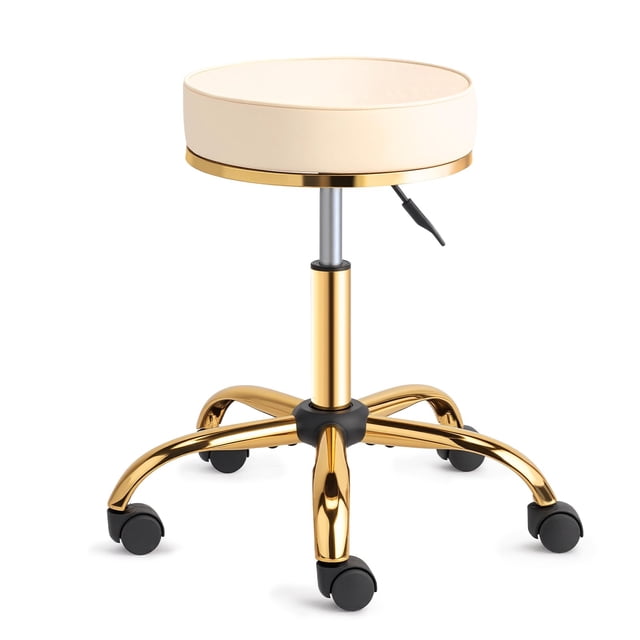 Silla giratoria Rolling Stool OmySalon Vanity Salon para masajes, color blanco