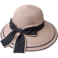 thumbnail image 2 of CoCopeaunts Bow Straw Bucket Hat for Women Summer Foldable Roll up Floppy Basin Hat Packable UV Protection Sun Hat Black Brim, 2 of 8