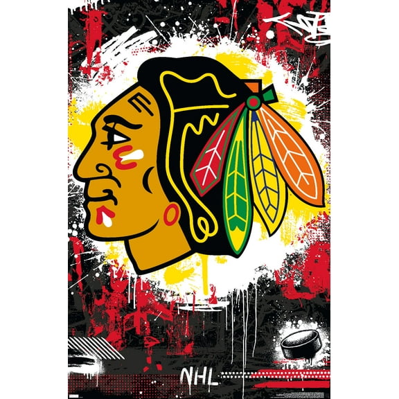 NHL Chicago Blackhawks - Maximalist Logo 23 Wall Poster, 22.375" x 34"
